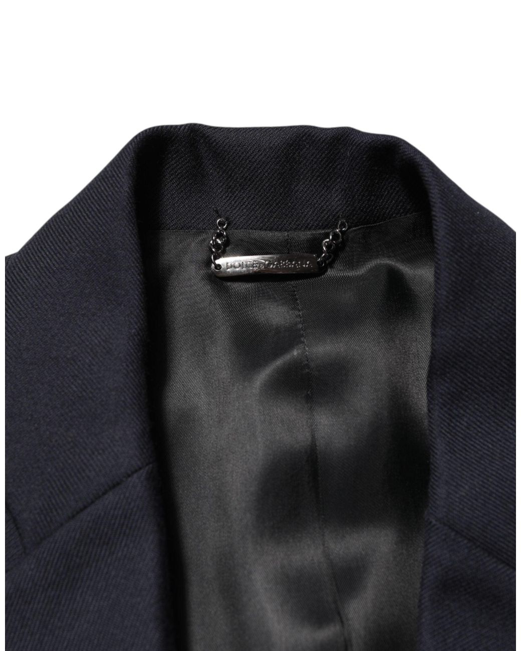 Dolce & Gabbana Black Dark Blue Wool Men Jacket Coat Blazer Suit for men