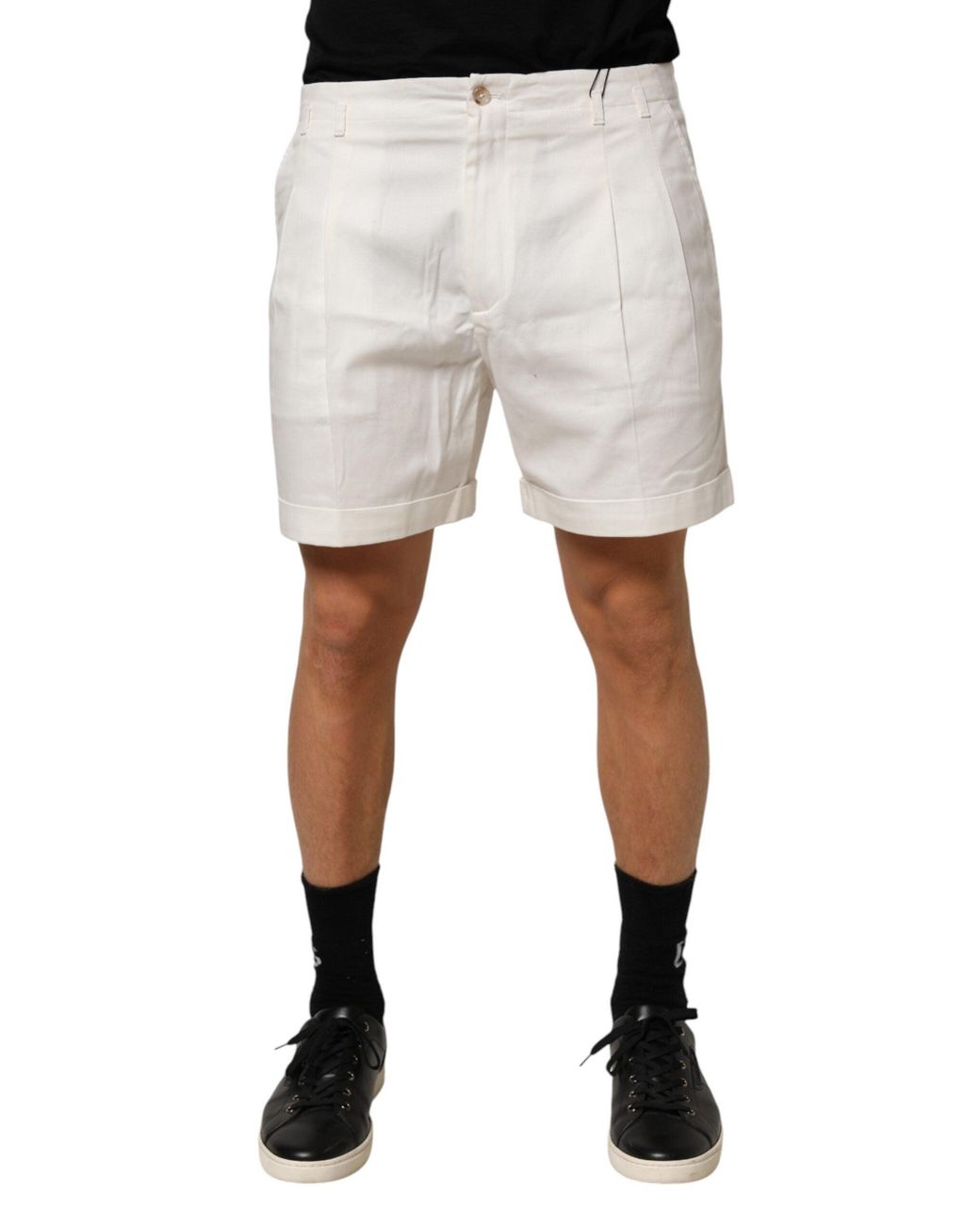 Dolce & Gabbana White Cotton Mid Waist Bermuda Shorts Co+01 for men
