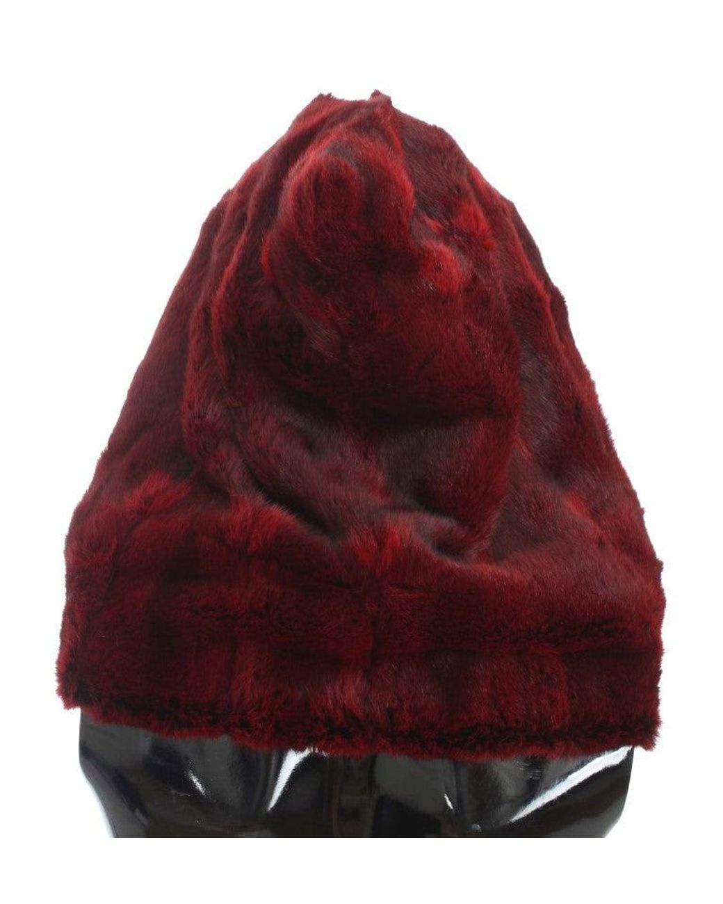 Dolce & Gabbana Red Hamster Fur Crochet Hood Scarf Hat
