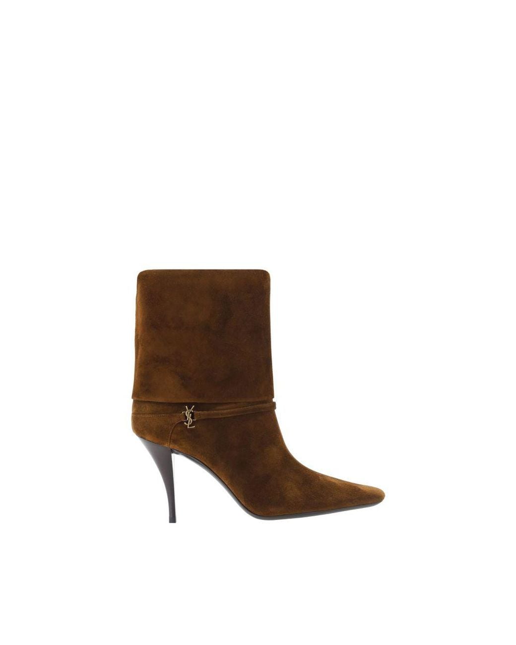 Saint Laurent Brown Calf Leather Bos Taurus High Heel Boots