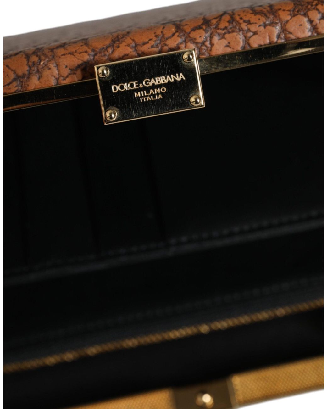 Dolce & Gabbana Brown Leather Frame Clutch Mini Crossbody Bag