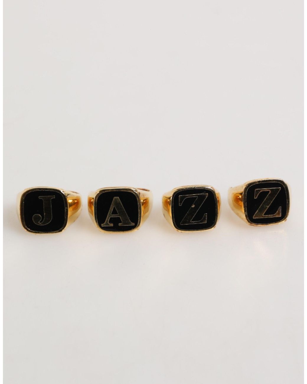 Dolce & Gabbana Natural Tone Brass Jazz Letter Set 4 Pieces Adjustable Ring for men