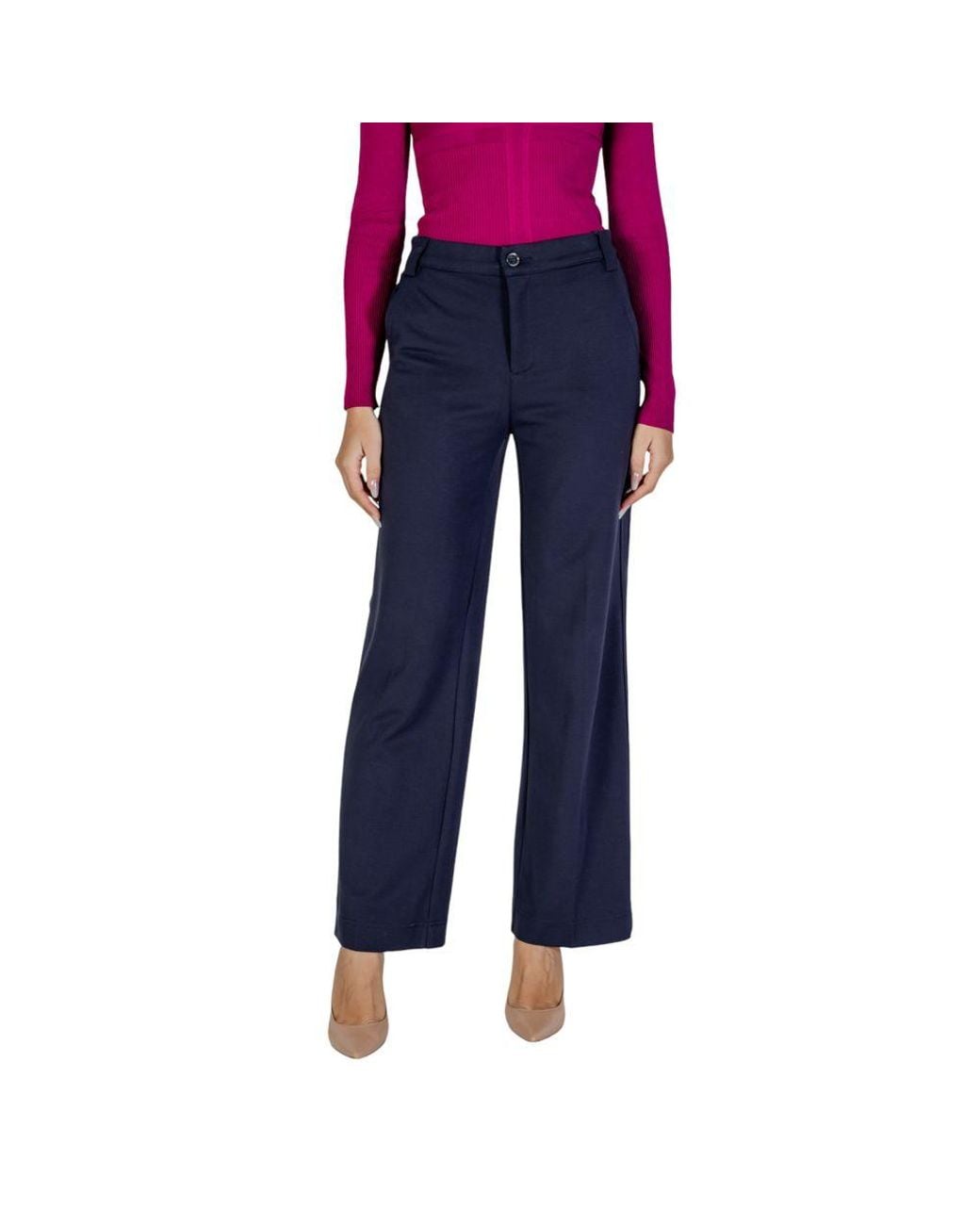 Street One Blue Viscose Casual Pants
