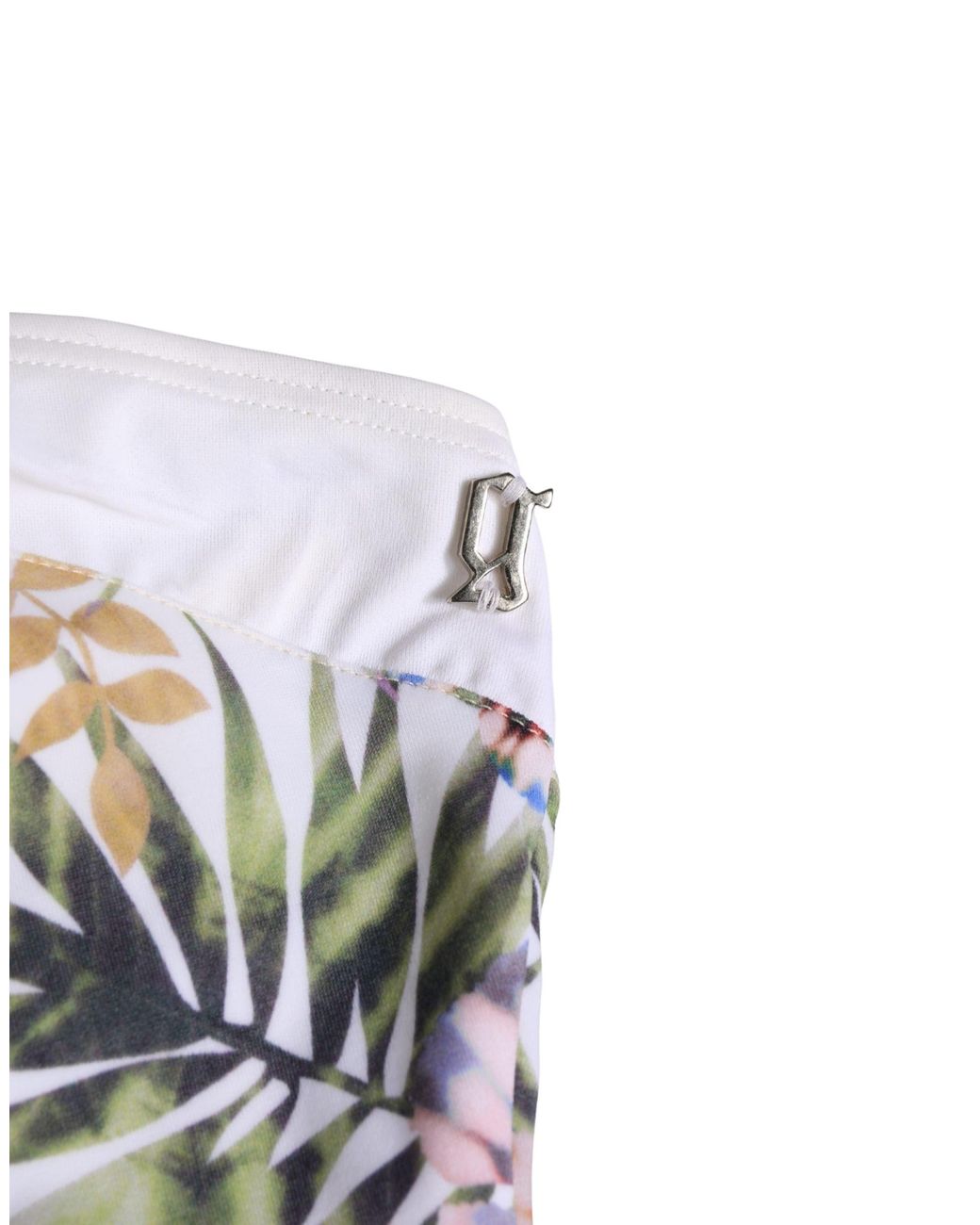 John Galliano White Floral Print Strapless One