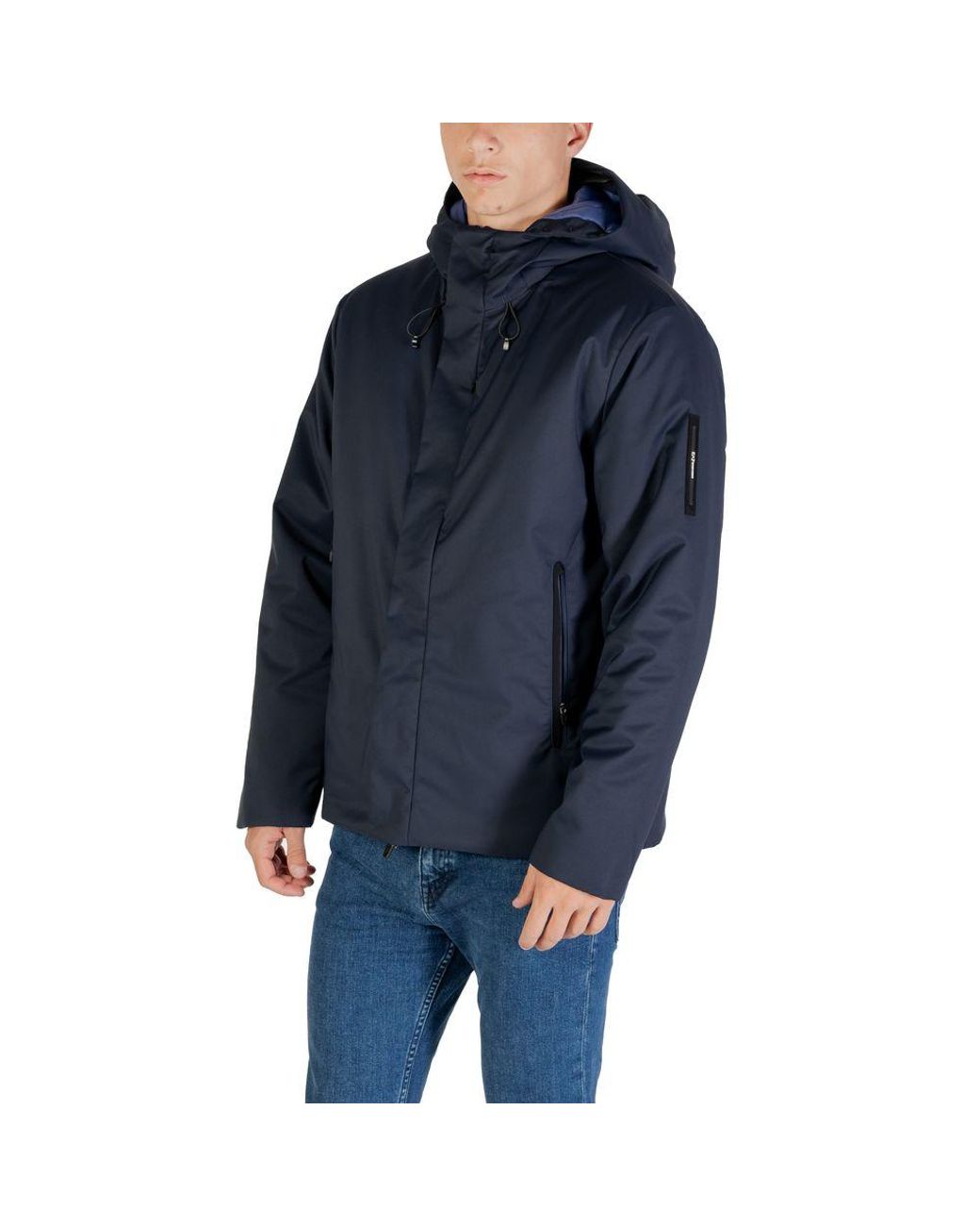 EA7 Blue Polyester Coat for men