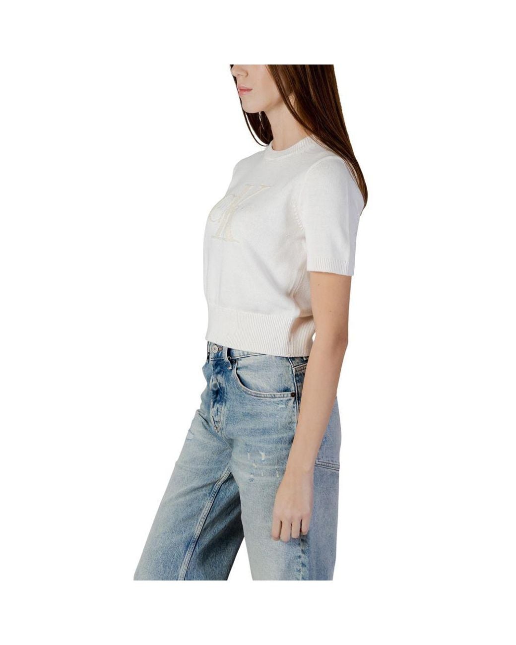 Calvin Klein Blue Beige Cotton Sweatshirt