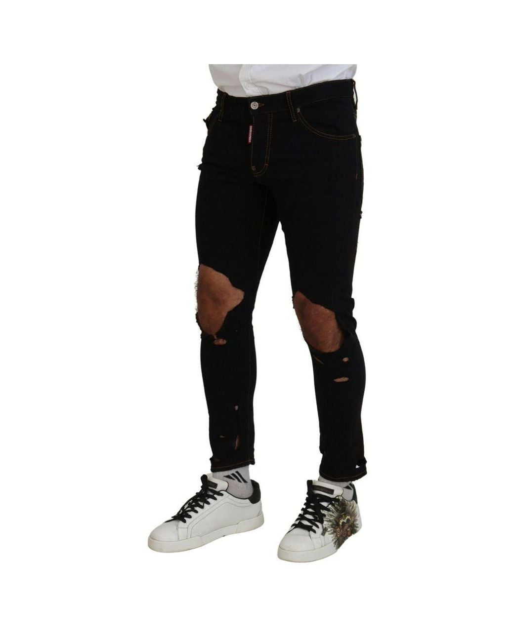 DSquared² Black Cotton Skinny Pants for men