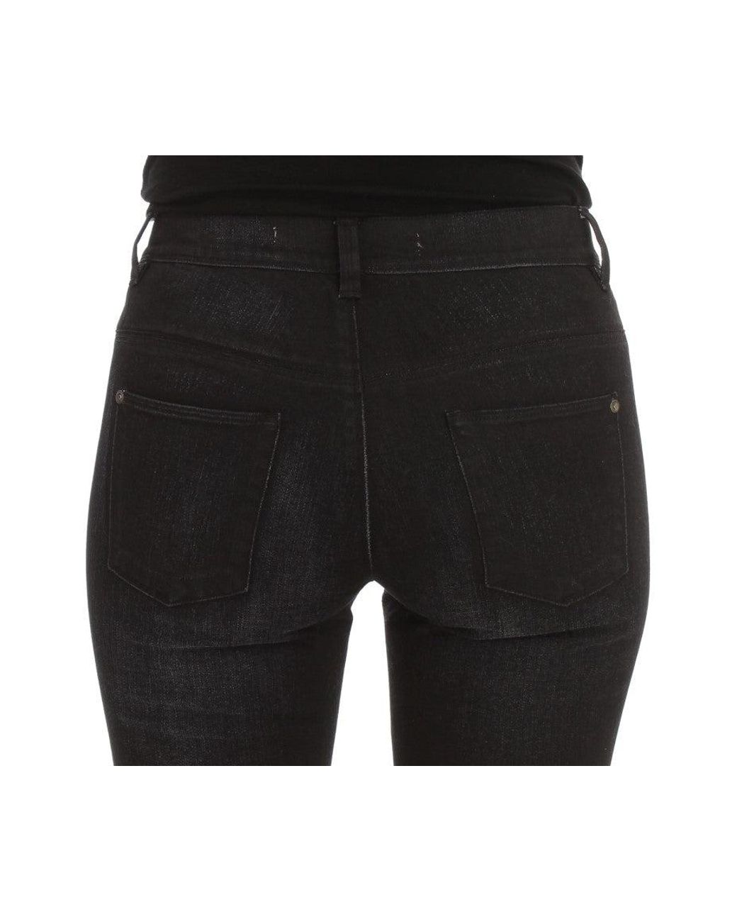 Ermanno Scervino Black Cotton Blend Slim Fit Bootcut Jeans