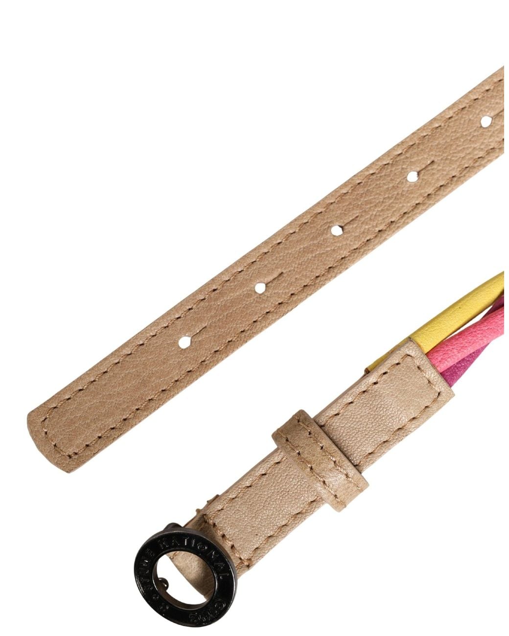 CoSTUME NATIONAL Multicolor Twisted Leather Circle Buckle Belt