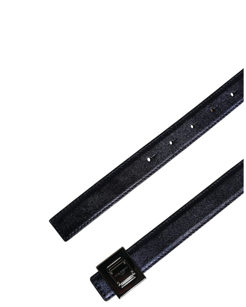 Dolce & Gabbana Men Black Classic Leather Square Buckle Belt for men
