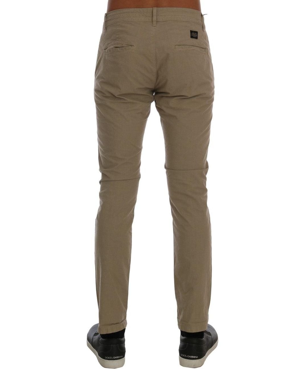 Daniele Alessandrini Natural Cotton Stretch Slim Fit Trouser Beige Tsh1382 for men