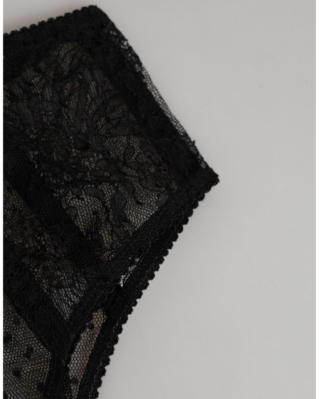 Dolce & Gabbana Black Lace Polka Dot Mesh High Waist Underwear Pa+Vi Clothing