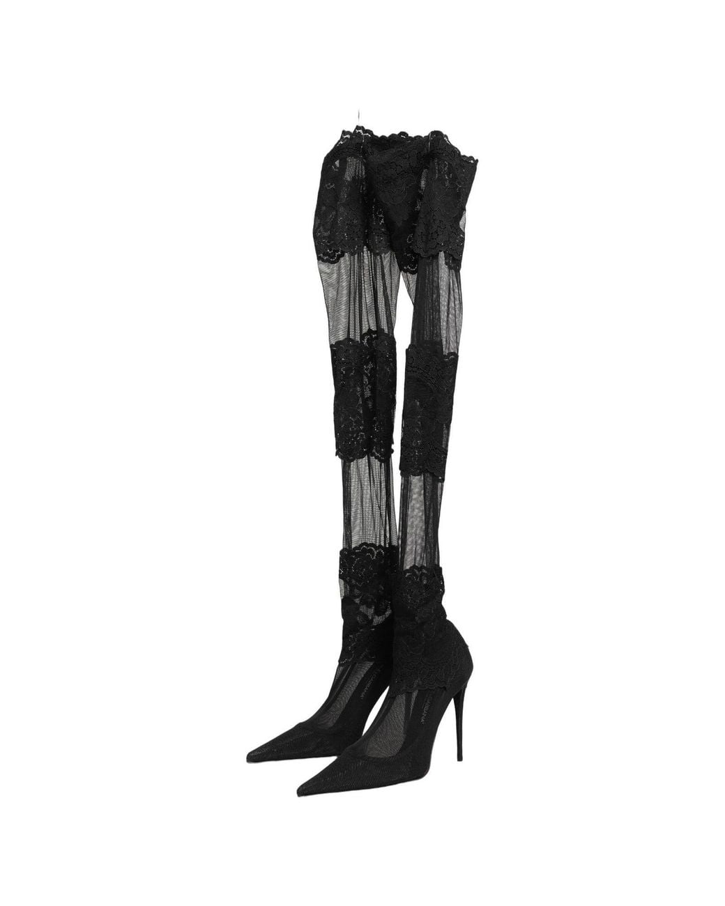 Dolce & Gabbana Black Over The Knee Sock Pumps Boots Shoes