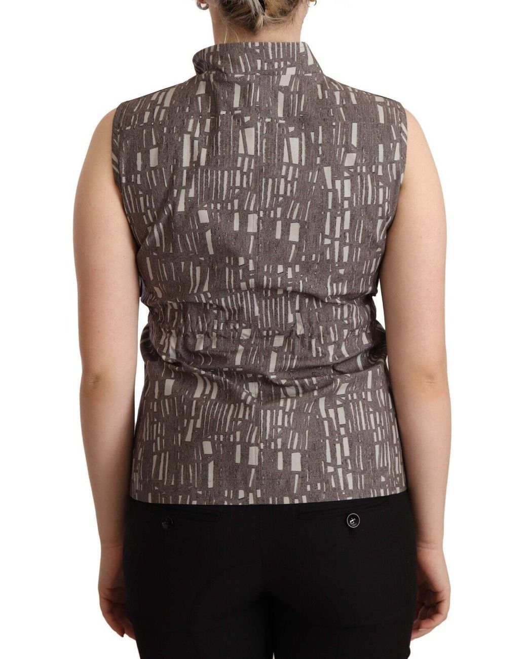 Comeforbreakfast Brown Black Vest Leather Sleeveless Top Blouse
