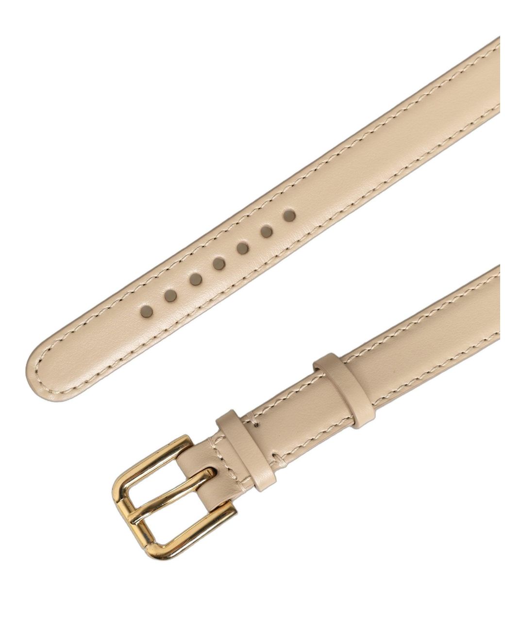 Dolce & Gabbana Natural Embossed Leather Buckle Belt Strap Bracelet