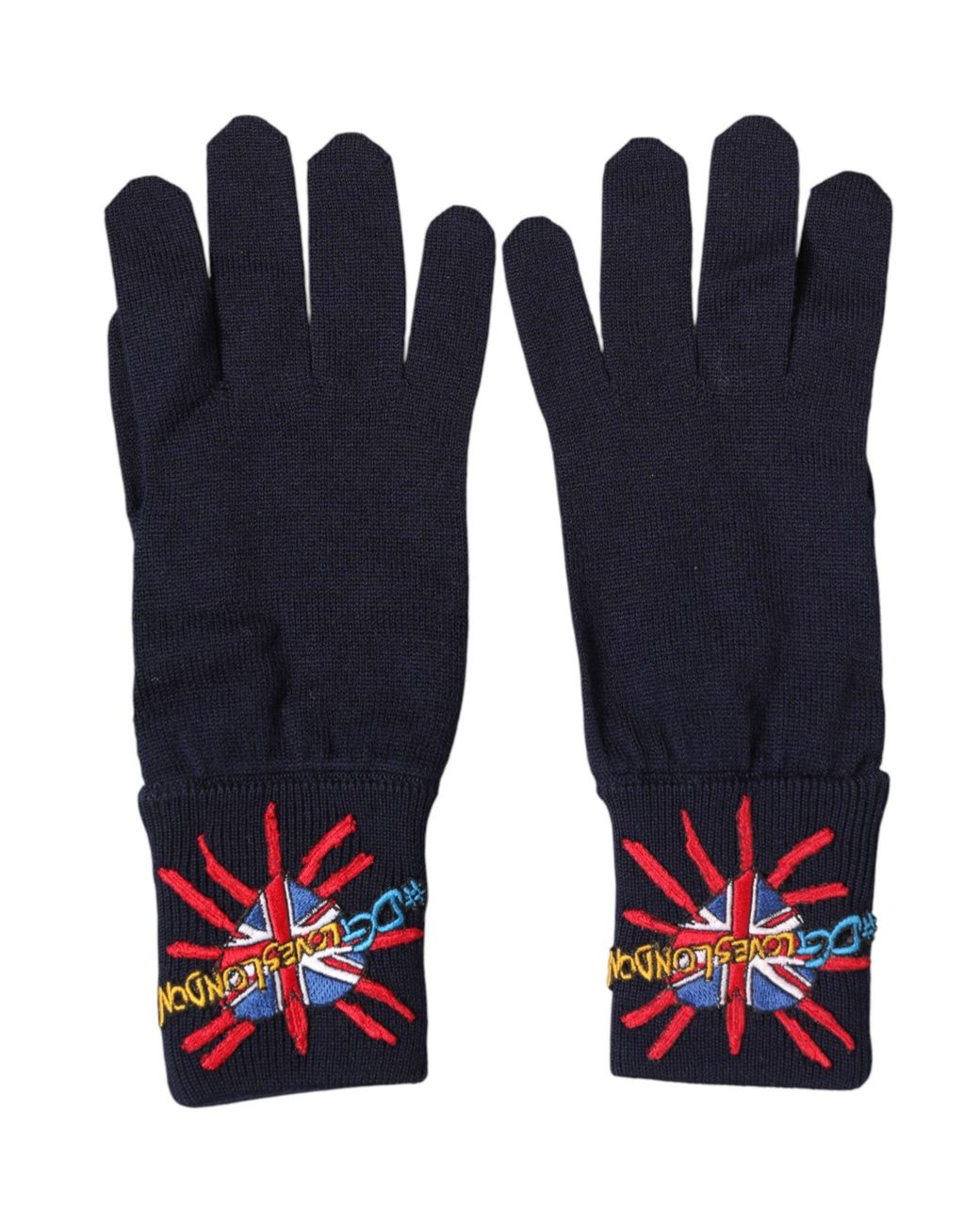 Dolce & Gabbana Blue Wool Knit #Dgloveslondon Embroidered Mitten Gloves Virgin for men