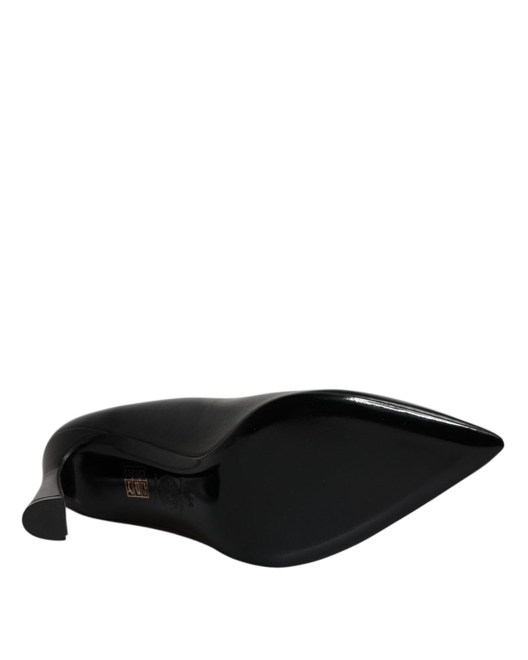Versace Black Leather Logo Plaque High Heels Pumps Shoes