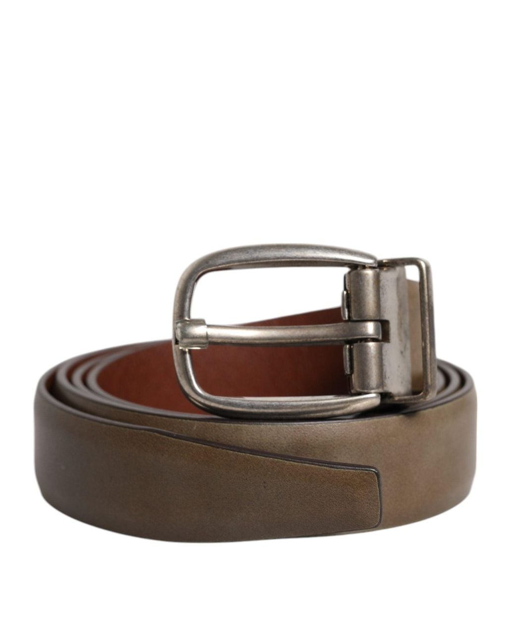 Dolce & Gabbana Brown Leather Belt With Metal Buckle for men