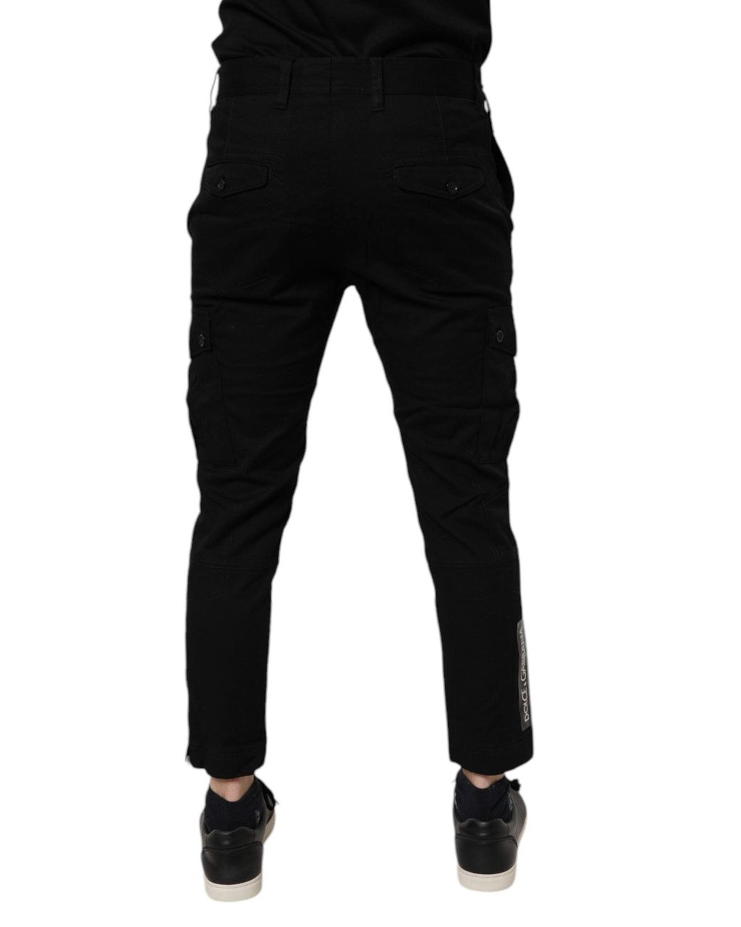 Dolce & Gabbana Black Cotton Stretch Skinny Cargo Denim Jeans for men