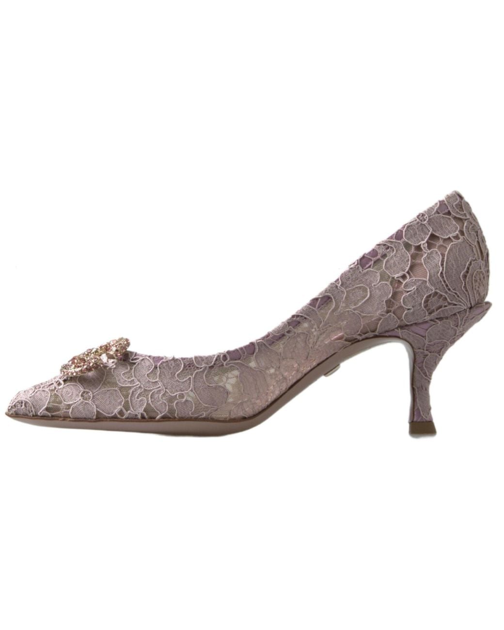 Dolce & Gabbana Black Floral Lace Dg Crystal Pumps Shoes