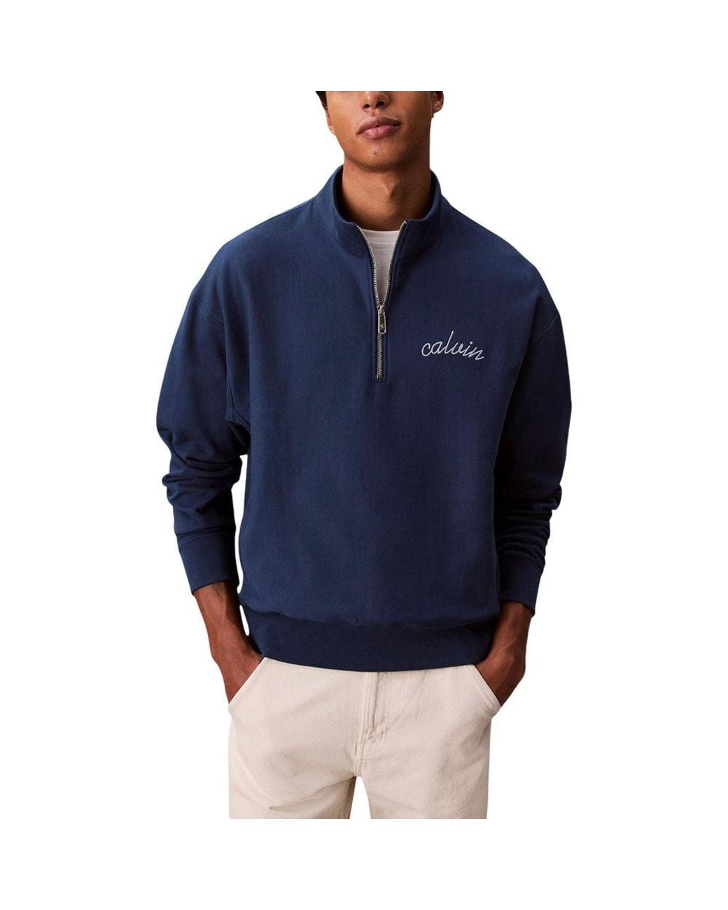 Calvin Klein Blue Cotton Sweatshirt for men