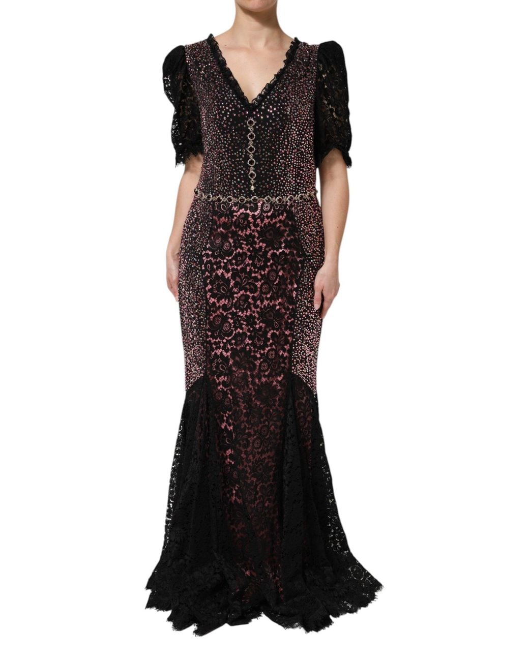 Dolce & Gabbana Black Multicolor Embellished Mermaid Gown Dress for men
