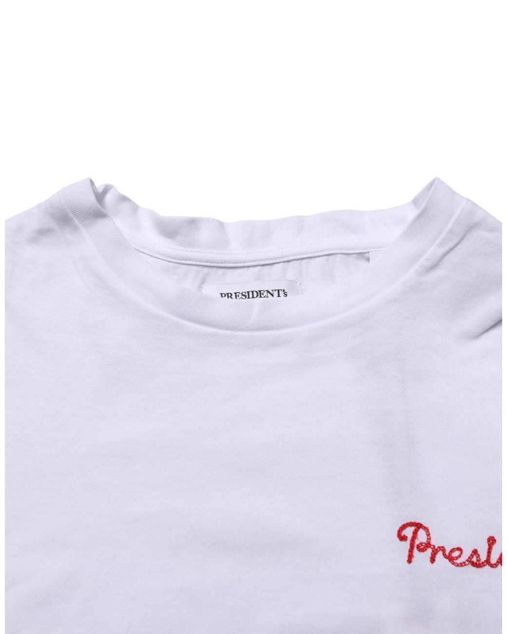 President's White Logo Embroidery Cotton Men Crew Neck T for men