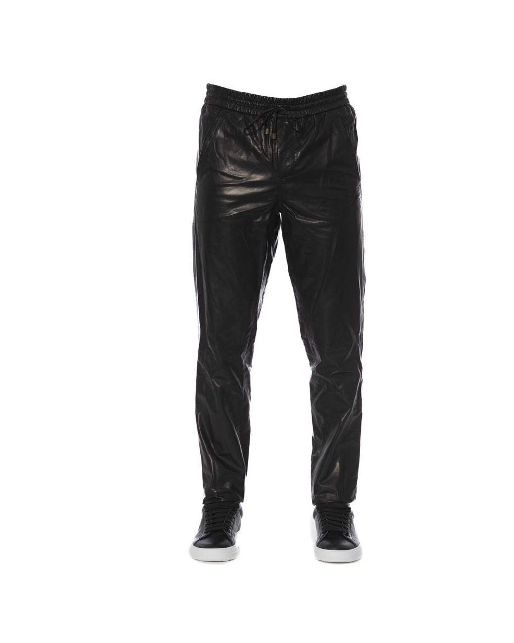 Trussardi Black Lamb Leather Jeans & Pant for men
