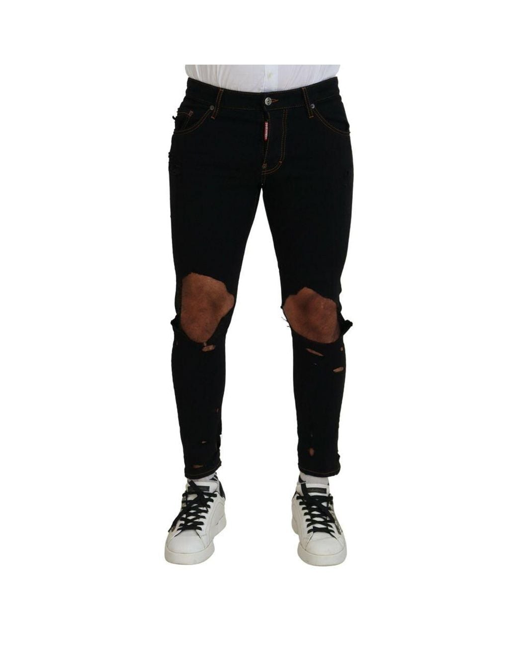 DSquared² Black Cotton Skinny Pants for men
