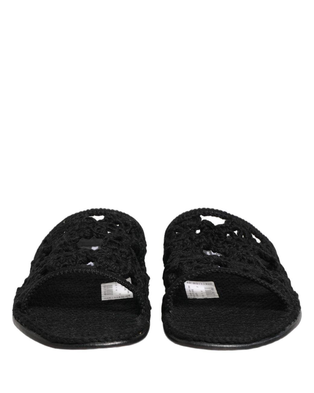 Dolce & Gabbana Black Fabric Woven Slides Sandals Flats Shoes for men