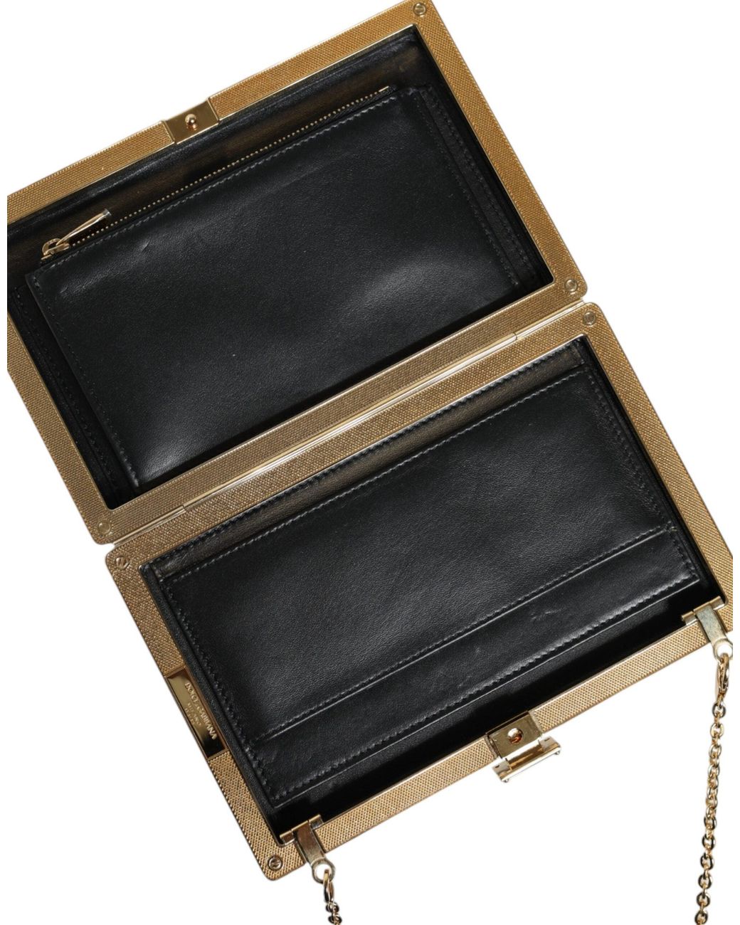 Dolce & Gabbana Brown Leather Frame Clutch Mini Crossbody Bag
