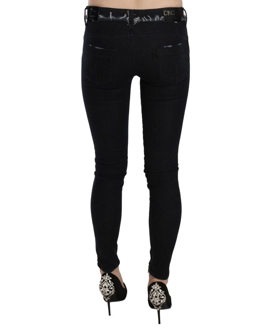 CoSTUME NATIONAL Black Low Waist Zipper Leg Skinny Denim Jeans