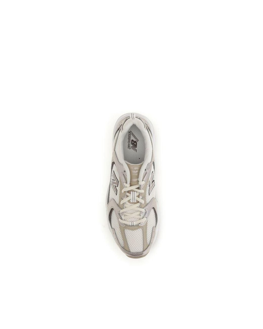 New Balance White Beige Fabric Athletic Sneakers