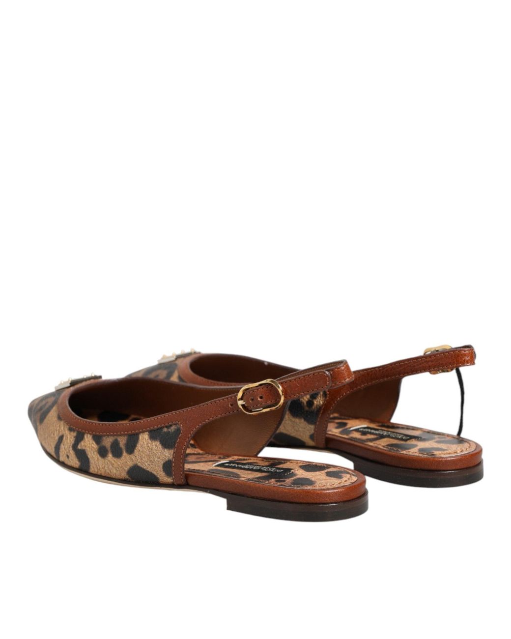 Dolce & Gabbana Brown Leopard Slingback Flats Sandals Shoes Co+Pl+Pu+10Lf