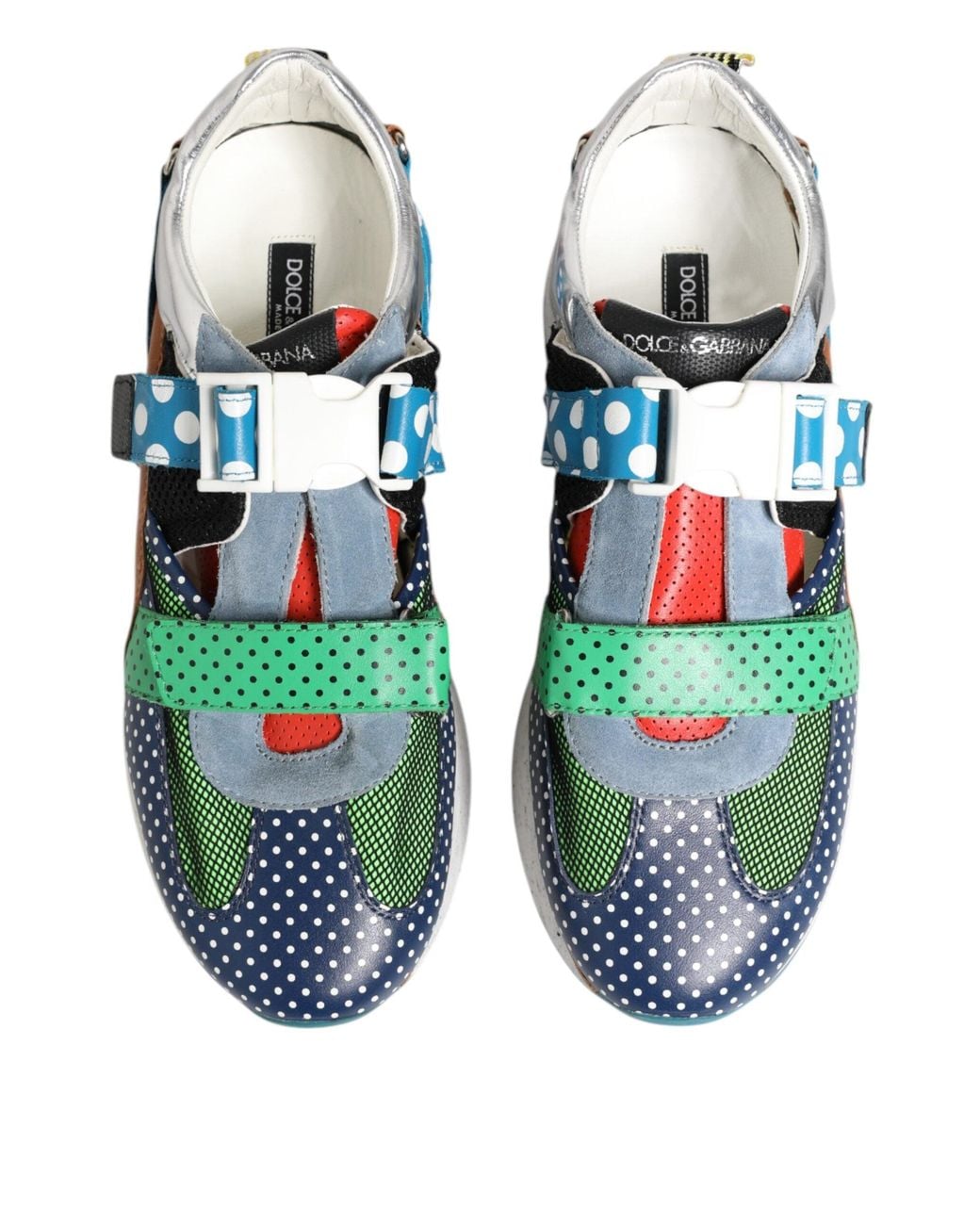 Dolce & Gabbana Blue Multicolor Leather Low Top Sneakers Shoes for men