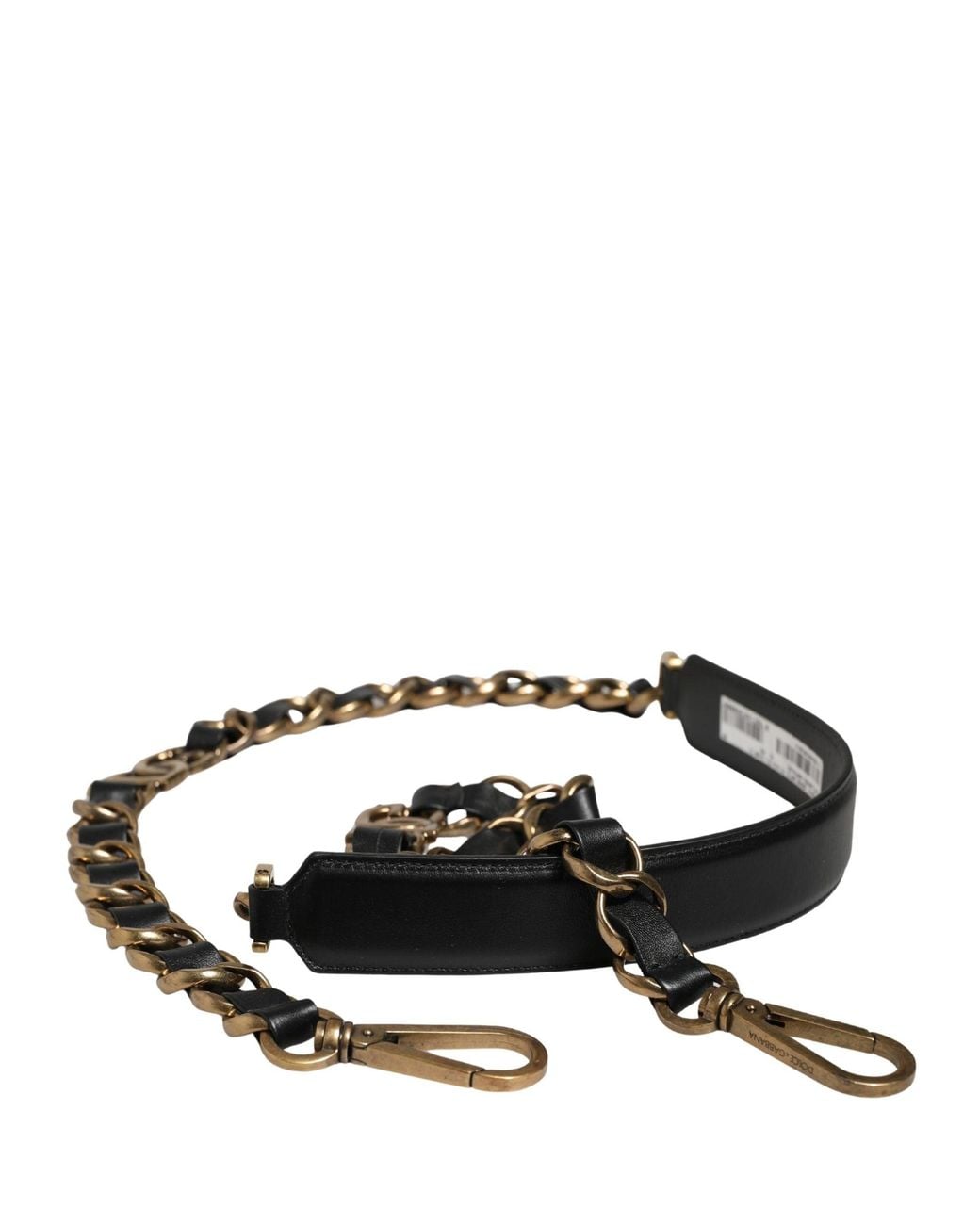 Dolce & Gabbana Black Leather Gold Chain Bag Accessory Shoulder Strap