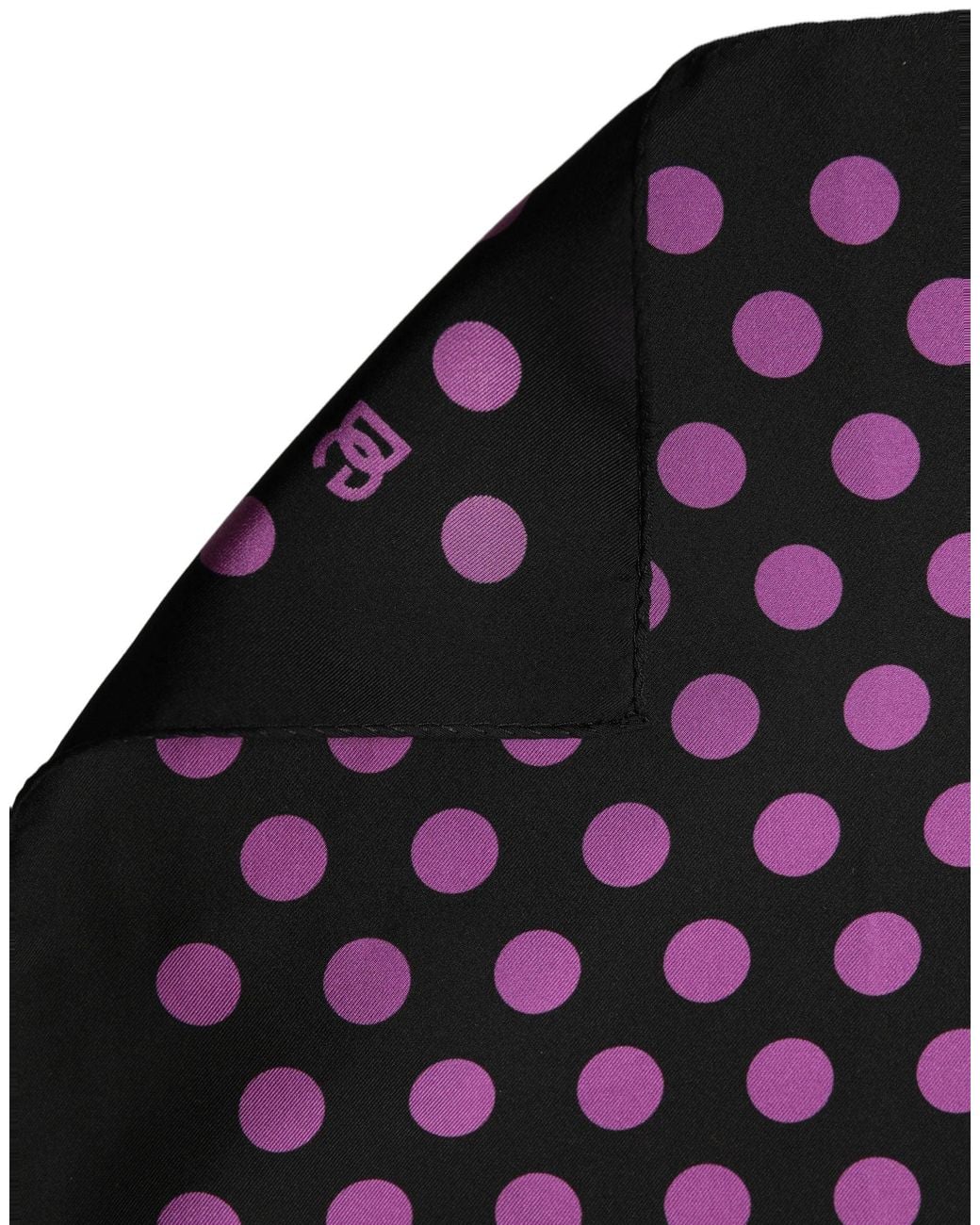 Dolce & Gabbana Purple Black Polka Dot Square Foulard Scarf for men