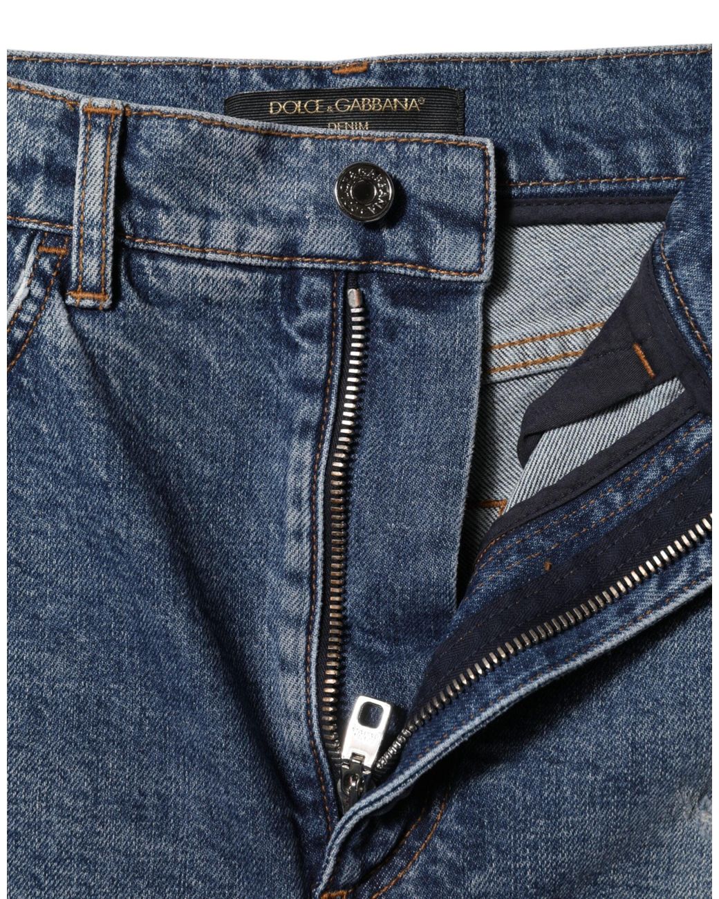 Dolce & Gabbana Blue Denim Distressed Shorts