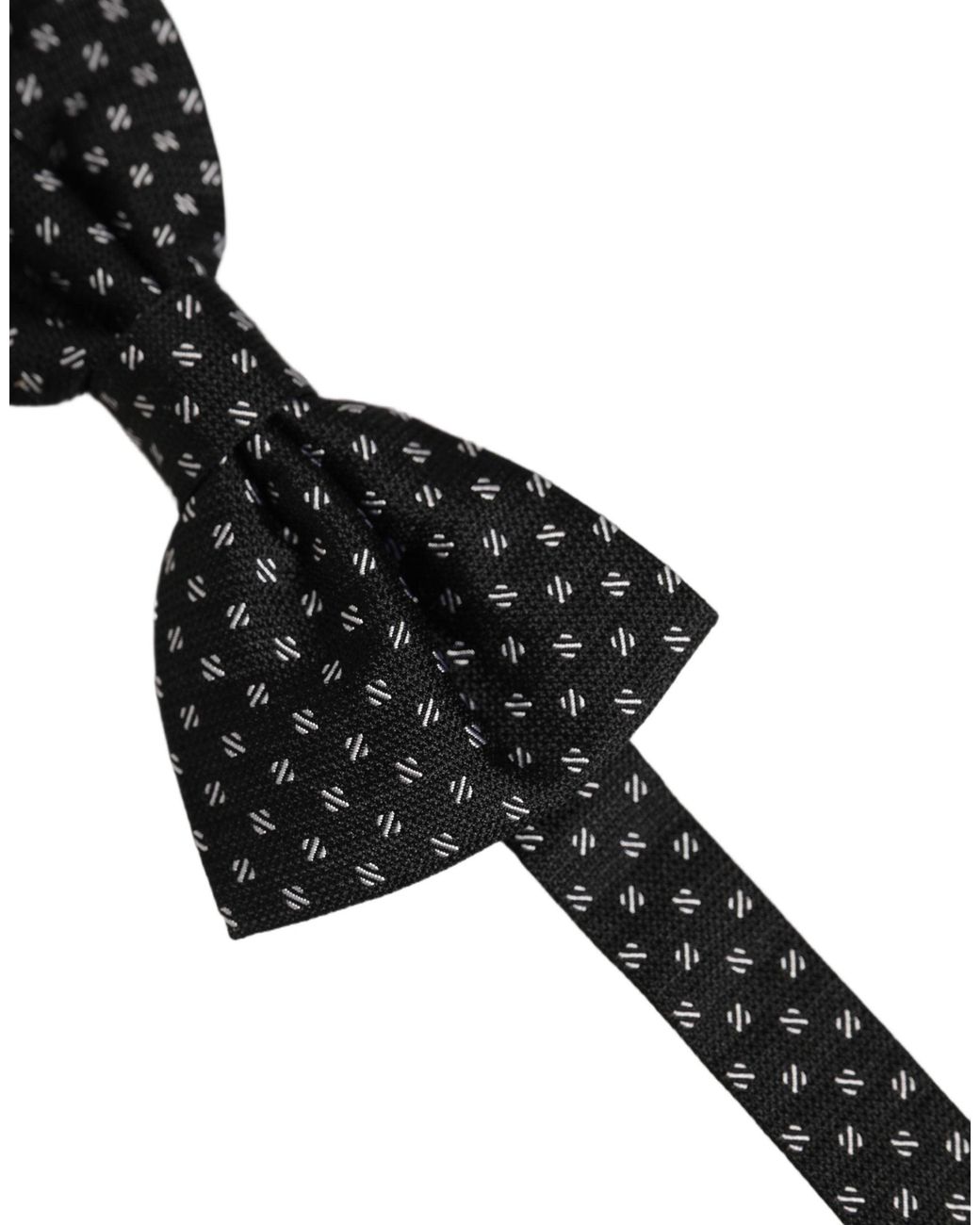 Dolce & Gabbana Black Patterned Adjustable Neck Papillon Bow Tie Silk for men