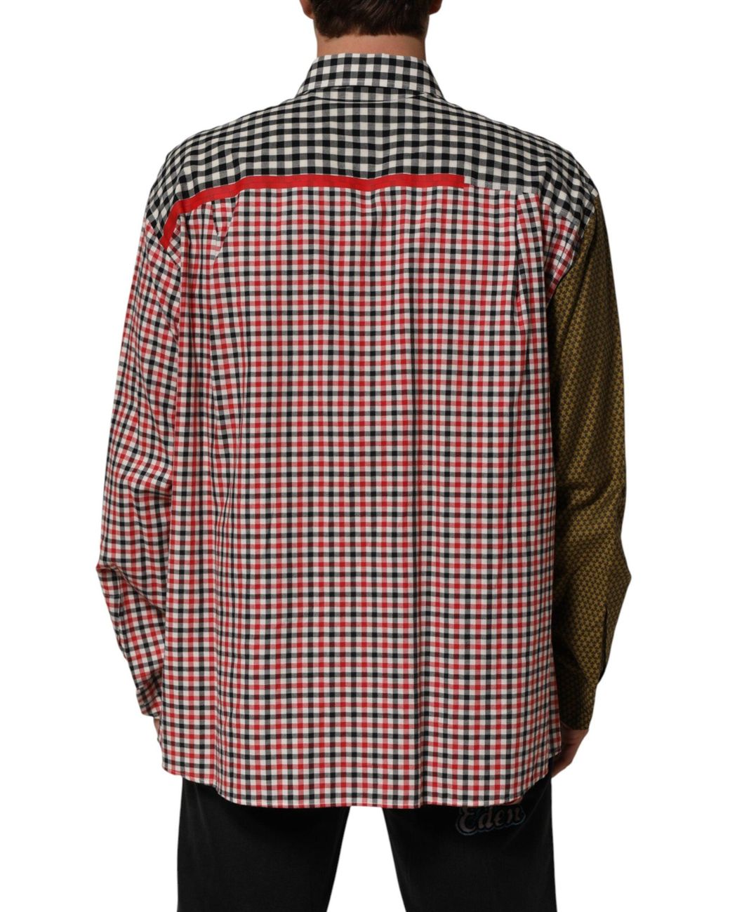 Dolce & Gabbana Multicolor Cotton Collared Checkered Shirt Co+Li for men