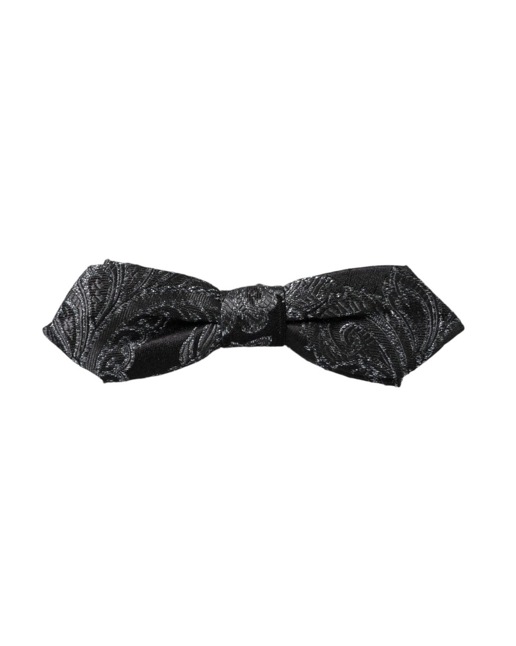 Dolce & Gabbana White Silk Jacquard Adjustable Neck Bow Tie for men