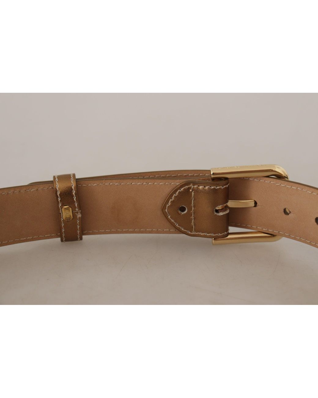 Dolce & Gabbana Black Elegant Bronze Leather Belt With Logo Buckle