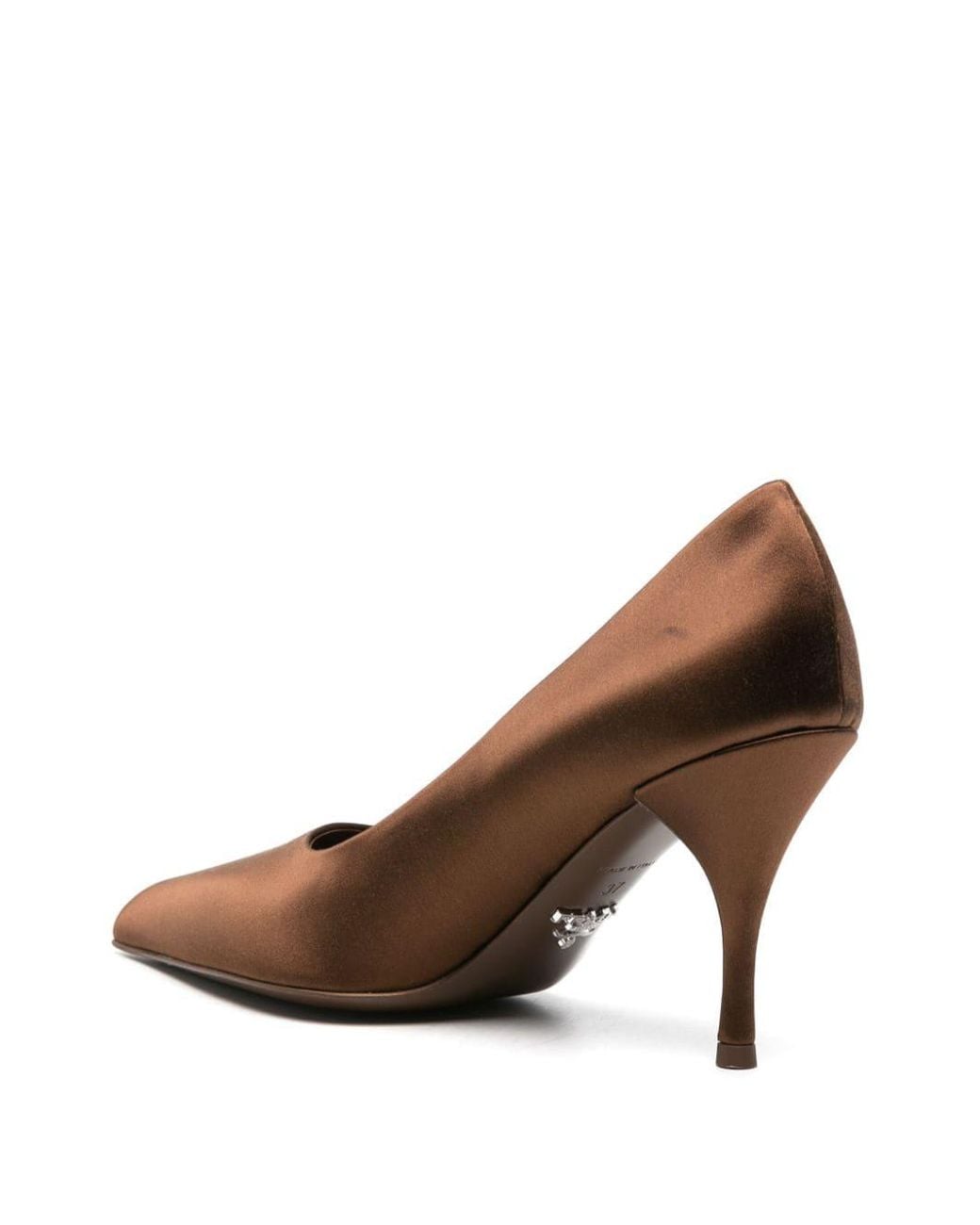Prada Brown Pointed-Toe Satin Pumps