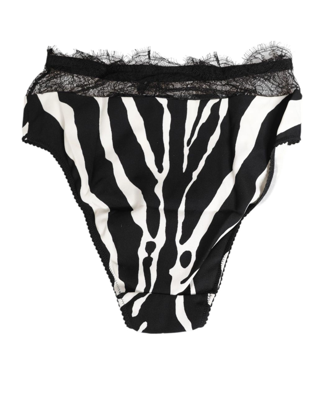 Dolce & Gabbana Black Zebra Print Lace Trim High Underwear Silk Clothing