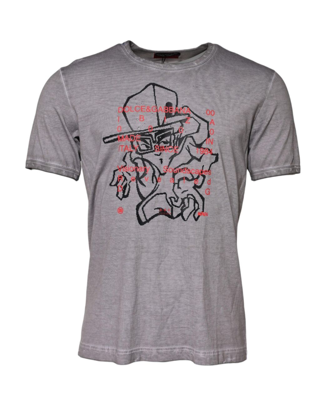 Dolce & Gabbana Gray Graphic Print Tshirt for men