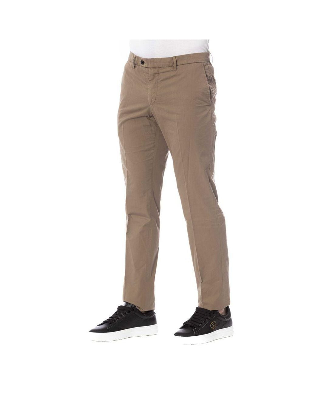 Trussardi Natural Brown Cotton Men Trouser for men