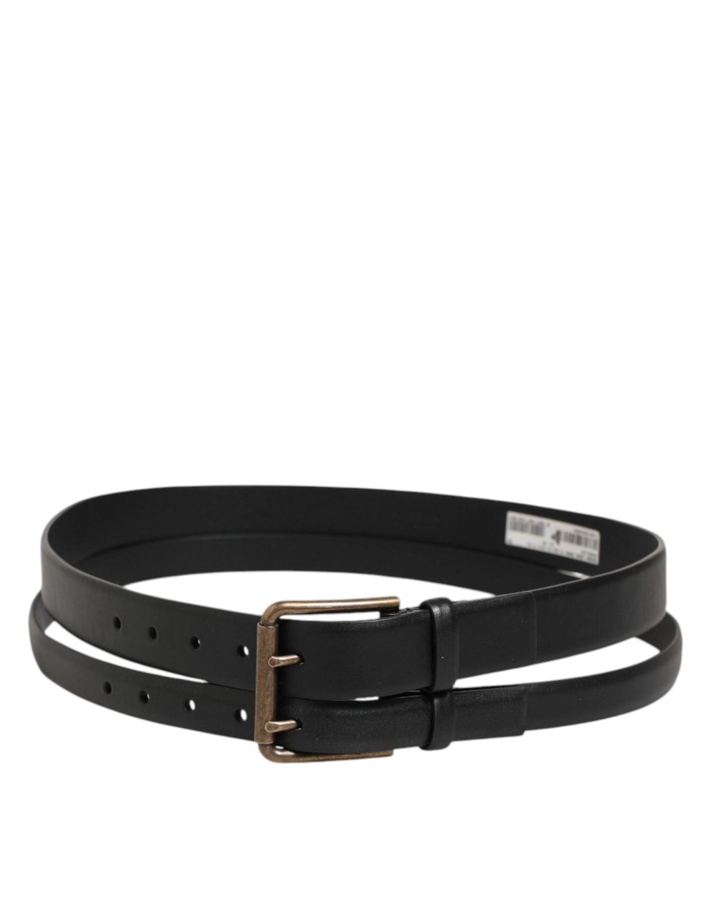 Dolce & Gabbana Black Double Strap Leather Brass Buckle Belt 100Lf for men