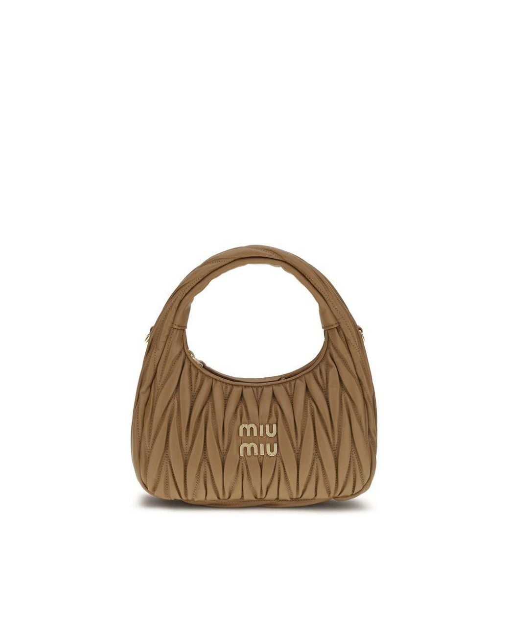 Miu Miu Brown Beige Calf Leather Bos Taurus Shoulder Bag