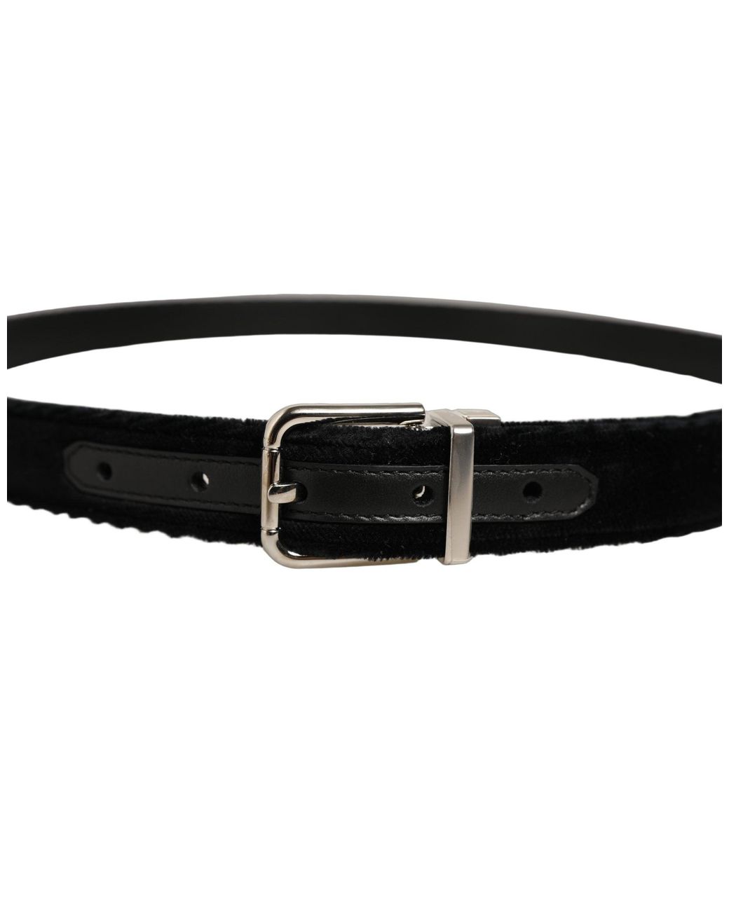 Dolce & Gabbana Black Velvet Tone Metal Buckle Belt Leather for men