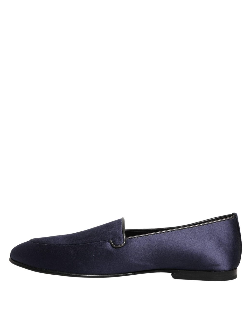 Dolce & Gabbana Blue Satin Logo Slip On Flats Loafers Shoes for men